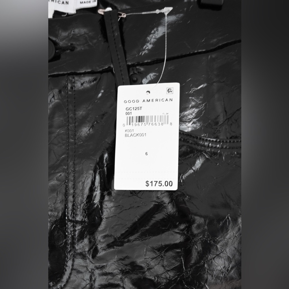 Good American "Good Classic" Textured Faux Leather Pants, New With Tags, Size 6 - Picture 7 of 11